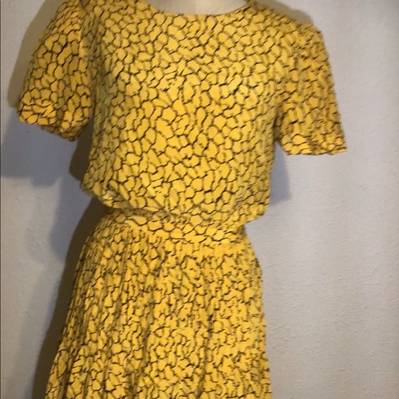 Carolyne Barton vintage yellow/black silk dress size 8 - Picture 3 of 16